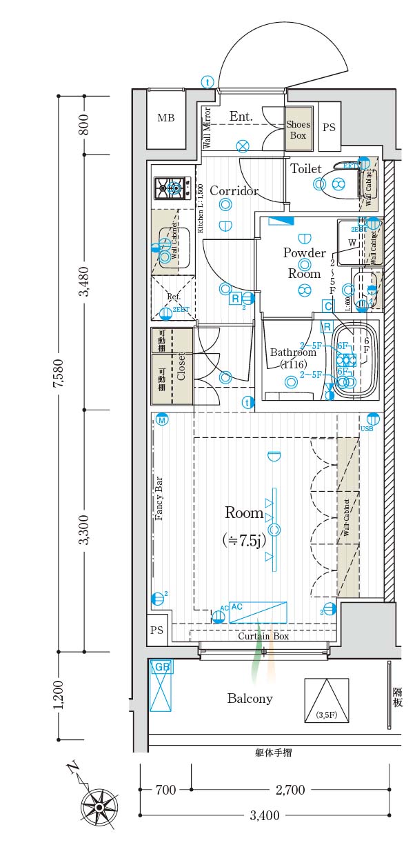 E1Typeの間取り図