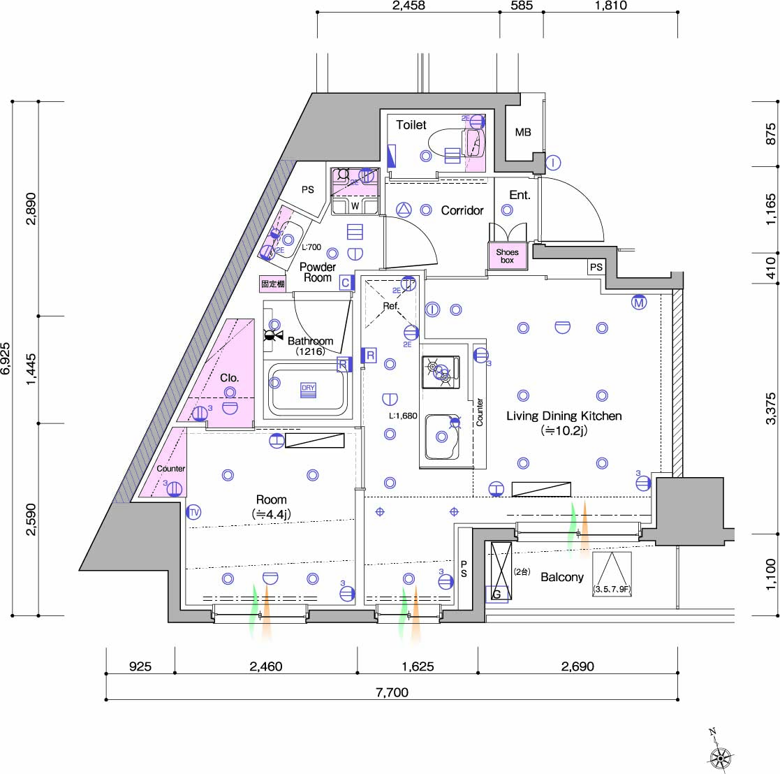 A Typeの間取り図