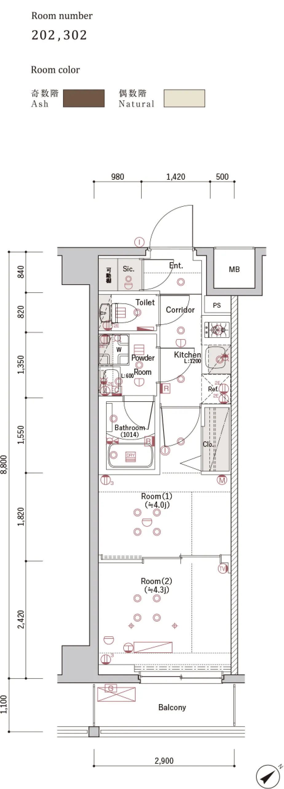 B Typeの間取り図