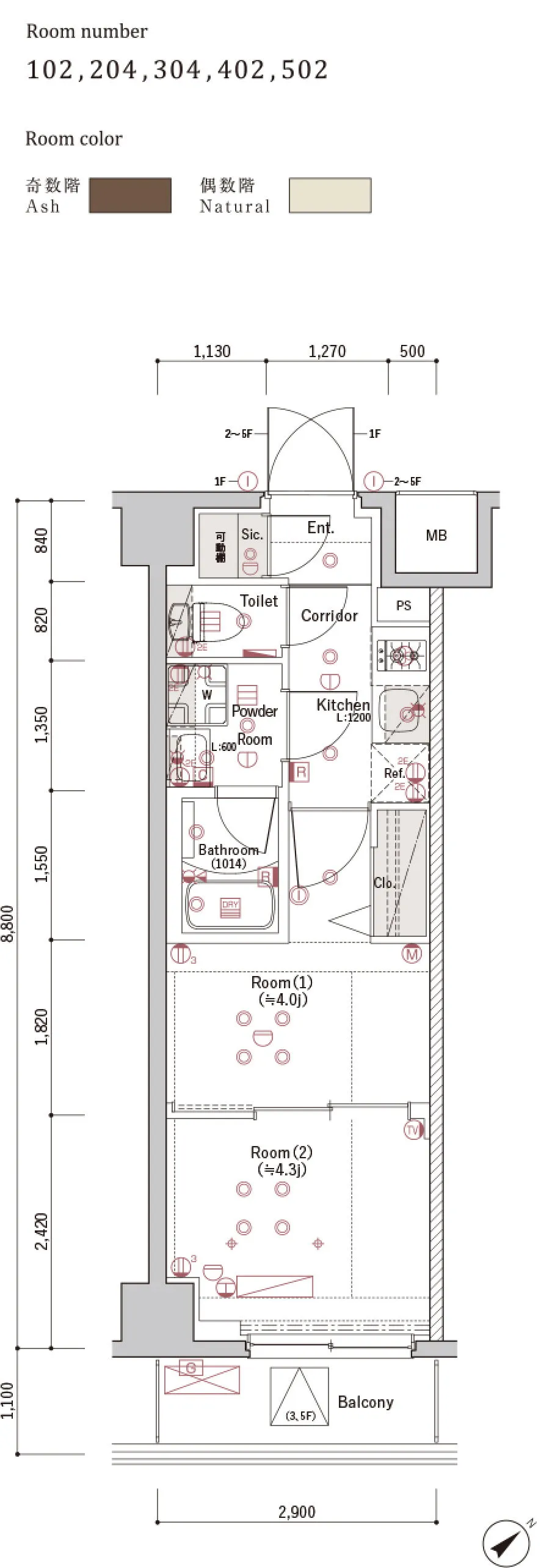 B2 Typeの間取り図