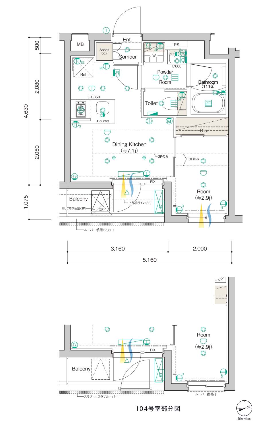 D Typeの間取り図