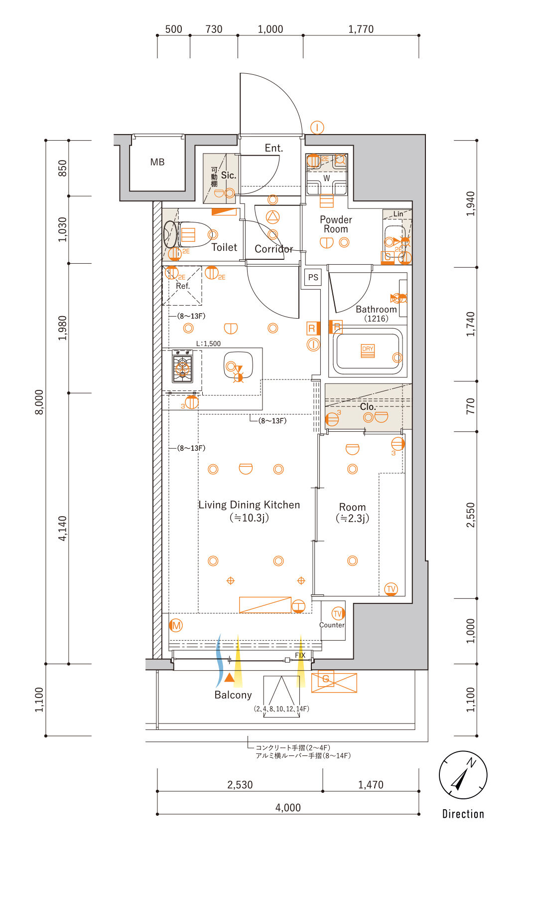 B Typeの間取り図