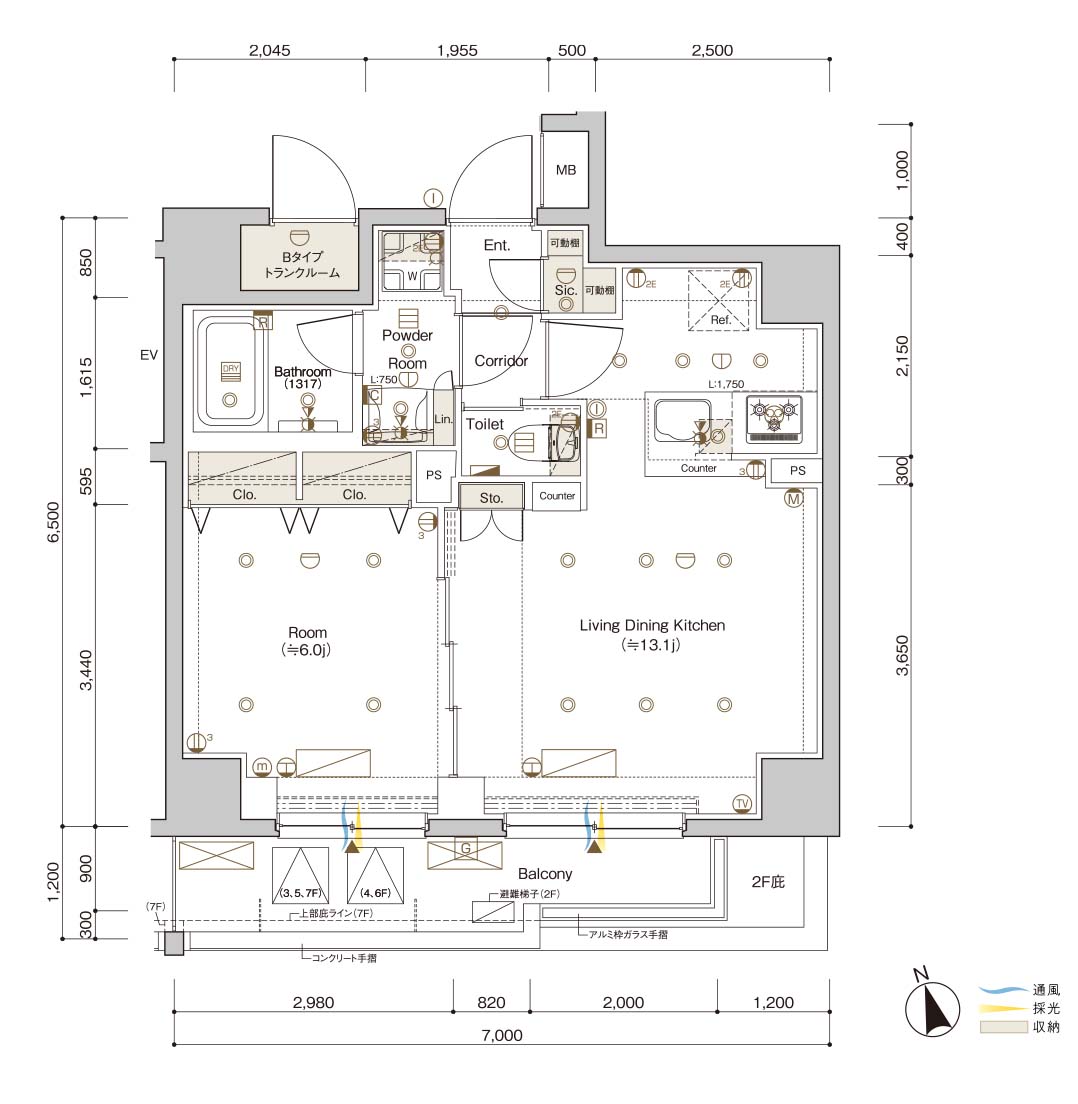 B Typeの間取り図