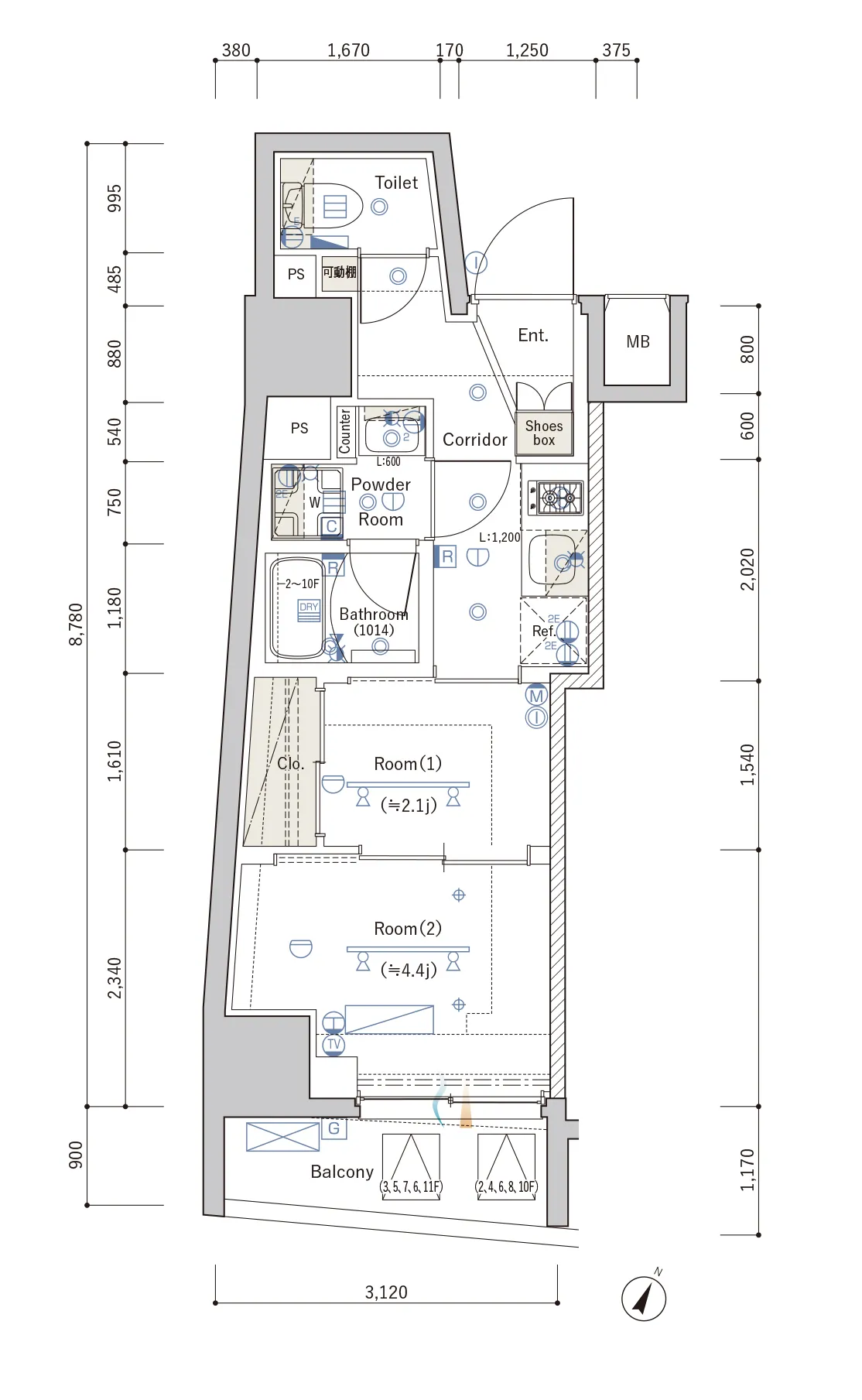 F Typeの間取り図