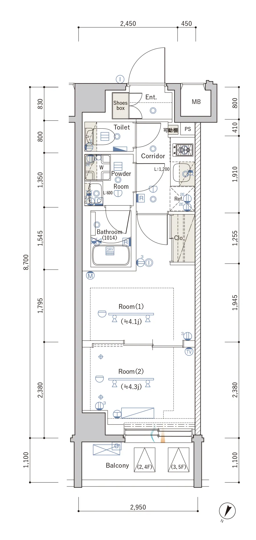 H Typeの間取り図