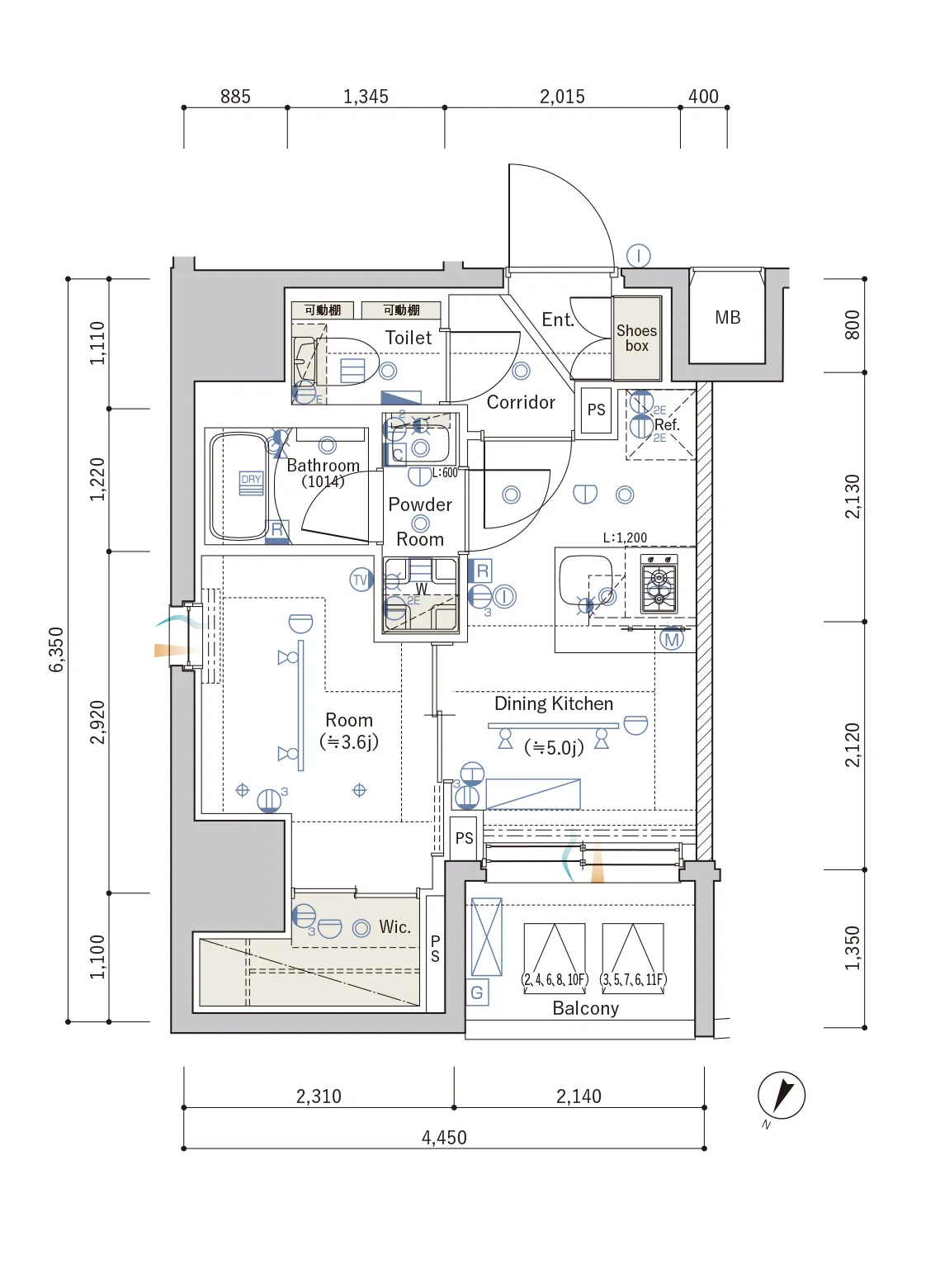 A Typeの間取り図