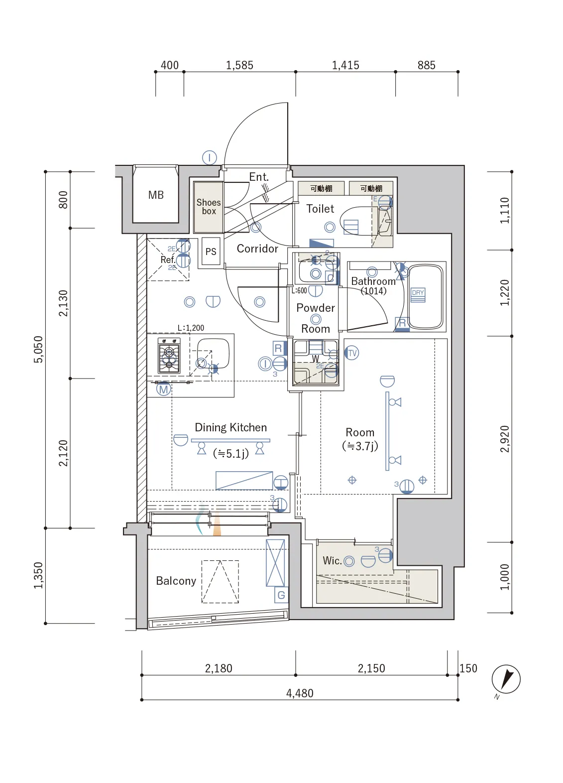 B' Typeの間取り図