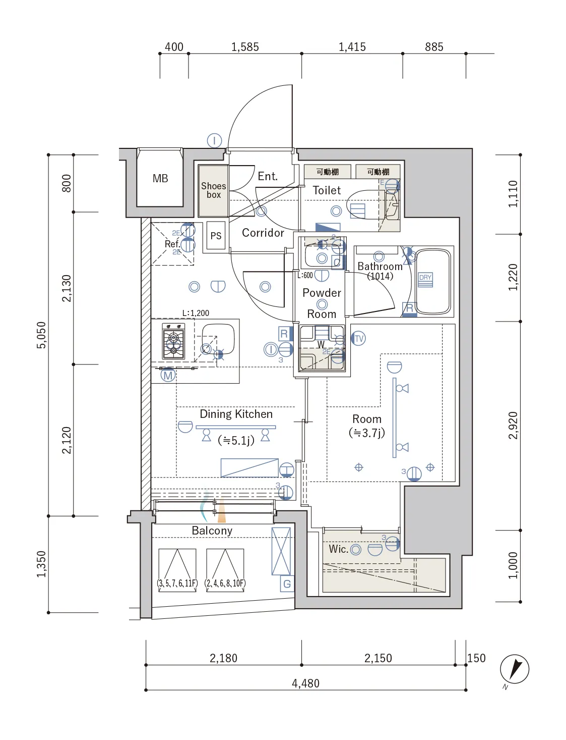 B Typeの間取り図