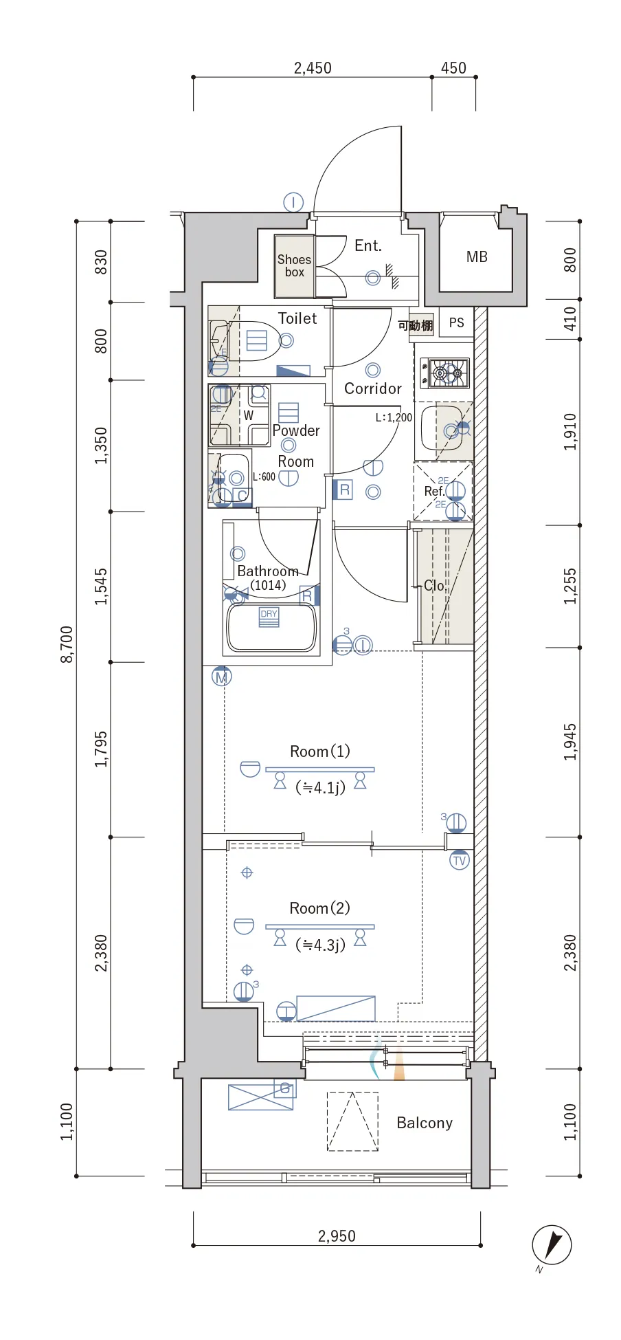 H' Typeの間取り図