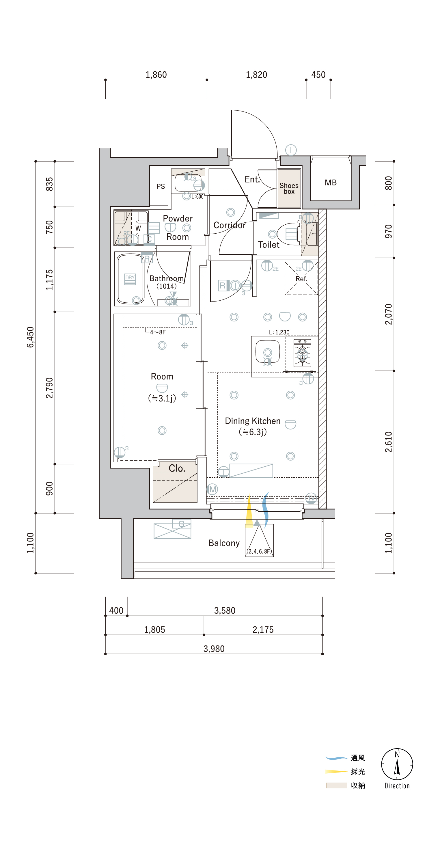 B Typeの間取り図