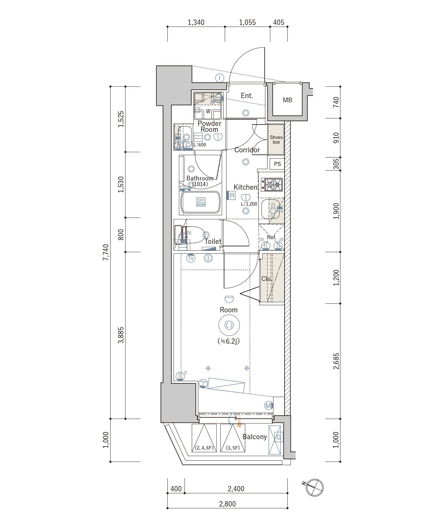 D Typeの間取り図