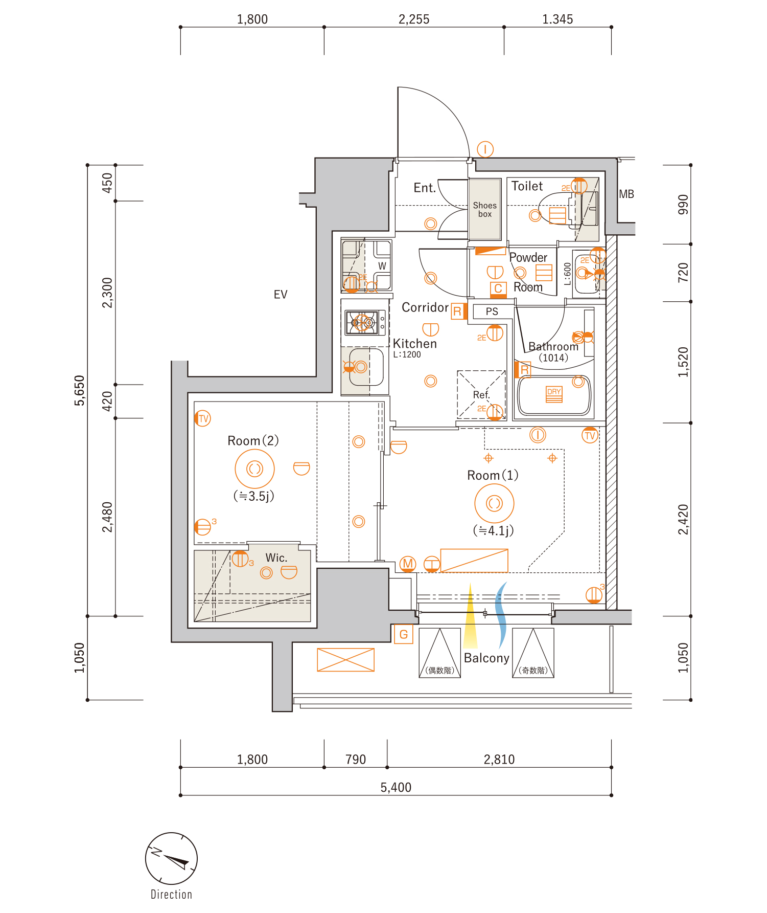 A Typeの間取り図
