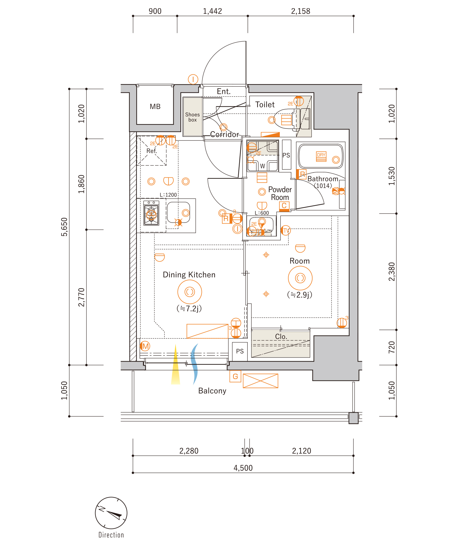 B Typeの間取り図
