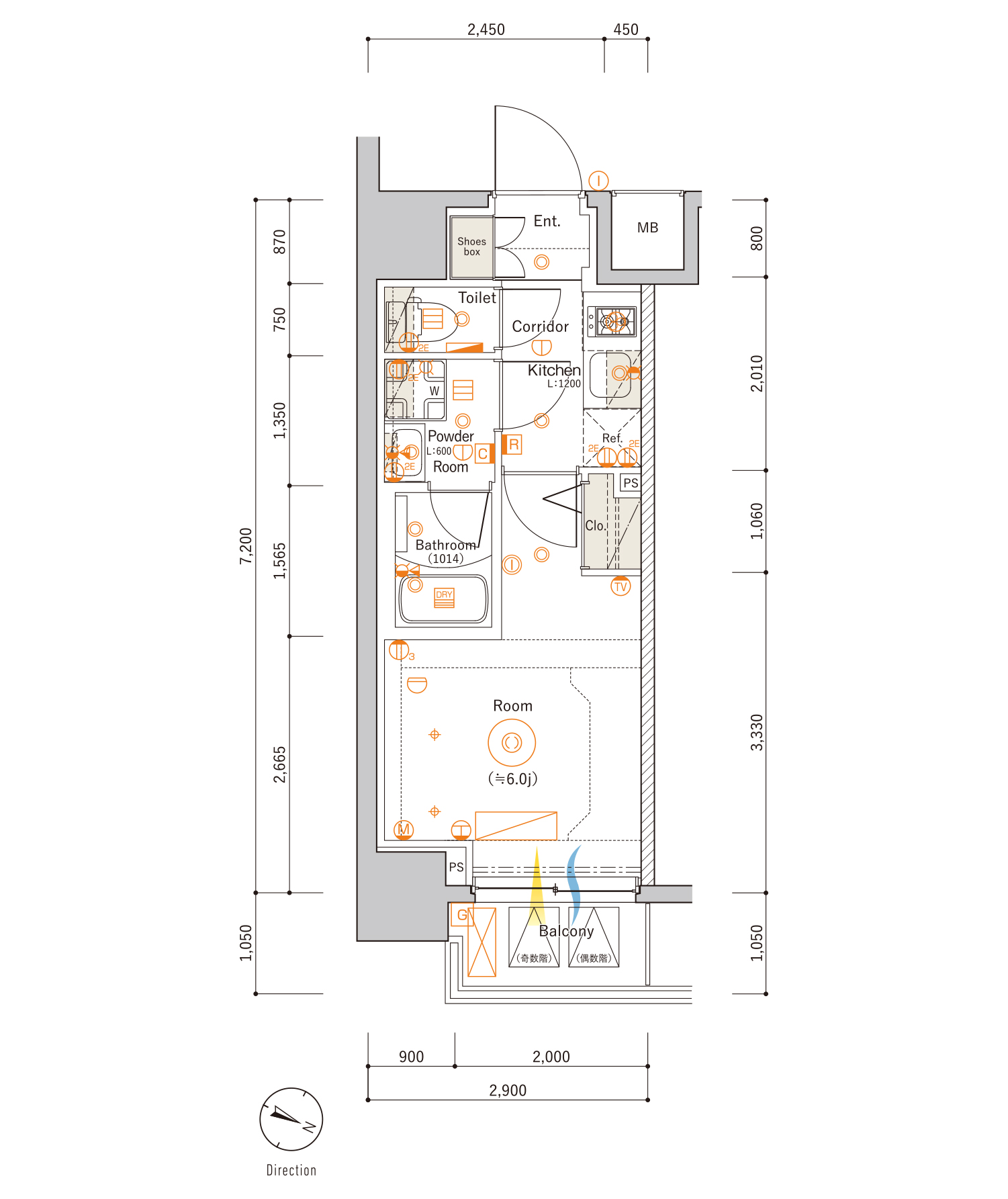 D Typeの間取り図