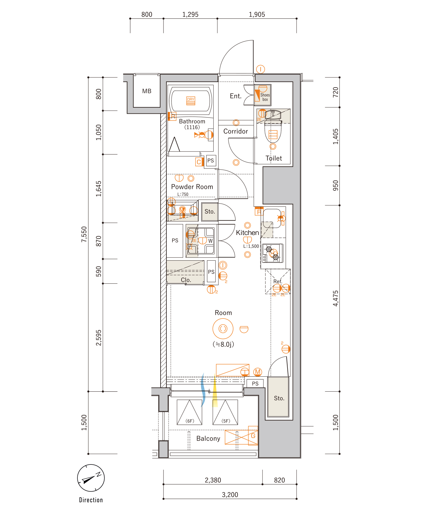 B Typeの間取り図