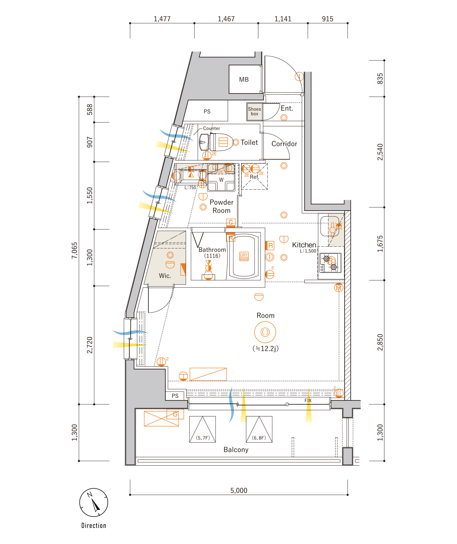 D Typeの間取り図